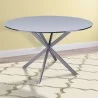 Mystere Modern Dining Table in Grey Powder Coated finish with Grey Tempered Glass Top - Mystere Modern Dining Table in Grey Powder Coated finish with Grey Tempered Glass Top
