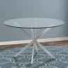 Mystere Round Dining Table in Brushed Stainless Steel with Clear Tempered Glass Top - Mystere Round Dining Table in Brushed Stainless Steel with Clear Tempered Glass Top