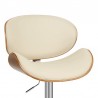 Naples Cream Faux Leather Adjustable Height Swivel Walnut Wood and Chrome Base Bar Stool 005