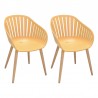 Nassau Outdoor Arm Dining Chairs in Honey Yellow Finish with Wood legs- Set of 2 1