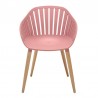 Nassau Outdoor Arm Dining Chairs in Pink Peony Finish with Wood legs- Set of 2 3