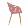 Nassau Outdoor Arm Dining Chairs in Pink Peony Finish with Wood legs- Set of 2 2