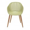 Nassau Outdoor Arm Dining Chairs in Sage Green Finish with Wood legs- Set of 2 1