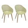 Nassau Outdoor Arm Dining Chairs in Sage Green Finish with Wood legs- Set of 2 4
