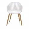 Nassau Outdoor Arm Dining Chairs in Sand Taupe Finish with Wood legs- Set of 2 3