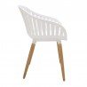 Nassau Outdoor Arm Dining Chairs in Sand Taupe Finish with Wood legs- Set of 2 2