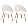 Nassau Outdoor Arm Dining Chairs in Sand Taupe Finish with Wood legs- Set of 2 1