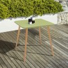 Armen Living Nassau Square Outdoor Sage Green Eucalyptus Dining Table 
