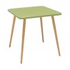 Armen Living Nassau Square Outdoor Sage Green Eucalyptus Dining Table  Side View