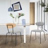 Armen Living Neo Modern Gray Fabric And Black Metal Dining Room Chairs - Set of 2
