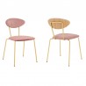 Neo Modern Pink Velvet and Gold Metal Leg Dining Room Chairs - Set of 2 03