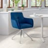 Noah Dining Room Accent Chair in Blue Velvet and Brushed Stainless Steel Finish 01