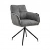 Noah Dining Room Accent Chair in Charcoal Fabric and Black Metal Legs 01