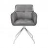 Noah Dining Room Accent Chair in Gray Velvet and Brushed Stainless Steel Finish 04