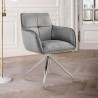 Noah Dining Room Accent Chair in Gray Velvet and Brushed Stainless Steel Finish