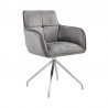 Noah Dining Room Accent Chair in Gray Velvet and Brushed Stainless Steel Finish 01
