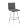 Armen Living Nikole Swivel Bar Stool In Brushed Stainless Steel Finish And Gray Faux Leather 001