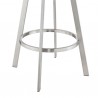 Armen Living Nikole Swivel Bar Stool In Brushed Stainless Steel Finish And Gray Faux Leather 007