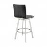Armen Living Nikole Swivel Bar Stool In Brushed Stainless Steel Finish And Gray Faux Leather 006