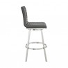 Armen Living Nikole Swivel Bar Stool In Brushed Stainless Steel Finish And Gray Faux Leather 002