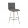 Armen Living Nikole Walnut Swivel Bar Stool In Brushed Stainless Steel Finish And Gray  002