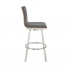 Armen Living Nikole Walnut Swivel Bar Stool In Brushed Stainless Steel Finish And Gray  01