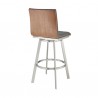 Armen Living Nikole Walnut Swivel Bar Stool In Brushed Stainless Steel Finish And Gray  04