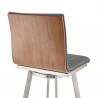 Armen Living Nikole Walnut Swivel Bar Stool In Brushed Stainless Steel Finish And Gray  06