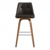 Armen Living Nolte 30" Swivel Bar Stool in Brown Faux Leather and Walnut Wood  Front