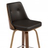 Armen Living Nolte 30" Swivel Bar Stool in Brown Faux Leather and Walnut Wood 
