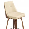 Armen Living Nolte 26" Swivel Counter Stool in Cream Faux Leather and Walnut Wood