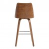 Armen Living Nolte 26" Swivel Counter Stool in Gray Faux Leather and Walnut Wood Back
