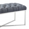 Armen Living Noel Contemporary Bench In Slate Gray Linen And Brushed Stainless Steel Finish  02