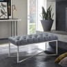 Armen Living Noel Contemporary Bench In Slate Gray Linen And Brushed Stainless Steel Finish 