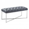 Armen Living Noel Contemporary Bench In Slate Gray Linen And Brushed Stainless Steel Finish  01