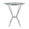 Armen Living Naomi Round Glass and Brushed Stainless Steel Bar Table Front