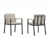 Armen Living Nofi Outdoor Patio Dining Chair In Charcoal Finish With Taupe Cushions And Teak Wood Accent Arms 1