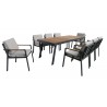 Nofi Outdoor Patio Dining Table in Charcoal Finish with Teak Wood Top - Set