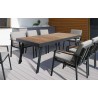 Nofi Outdoor Patio Dining Table in Charcoal Finish with Teak Wood Top - Set Lifestyle 2