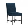 Armen Living Napoli Blue Velvet and Black Leg Modern Accent Dining Chair Side