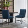 Armen Living Napoli Blue Velvet and Black Leg Modern Accent Dining Chair Set of 2