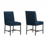 Armen Living Napoli Blue Velvet and Black Leg Modern Accent Dining Chair Set