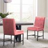 Armen Living Napoli Pink Velvet and Black Leg Modern Accent Dining Chair- Set of 2