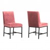 Armen Living Napoli Pink Velvet and Black Leg Modern Accent Dining Chair- Set of 2