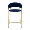 Nara 26" Blue Faux Leather and Metal Counter Height Barstool with Gold Frame 001