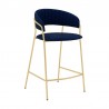 Nara 26" Blue Faux Leather and Metal Counter Height Barstool with Gold Frame 002