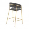 Nara 26" Gray Faux Leather and Metal Counter Height Barstool with Gold Frame 003