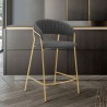 Nara 26" Gray Faux Leather and Metal Counter Height Barstool with Gold Frame