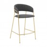 Nara 26" Gray Faux Leather and Metal Counter Height Barstool with Gold Frame 002
