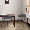 Armen Living Nara Modern Gray Faux Leather And Metal Dining Room Chairs - Set of 2